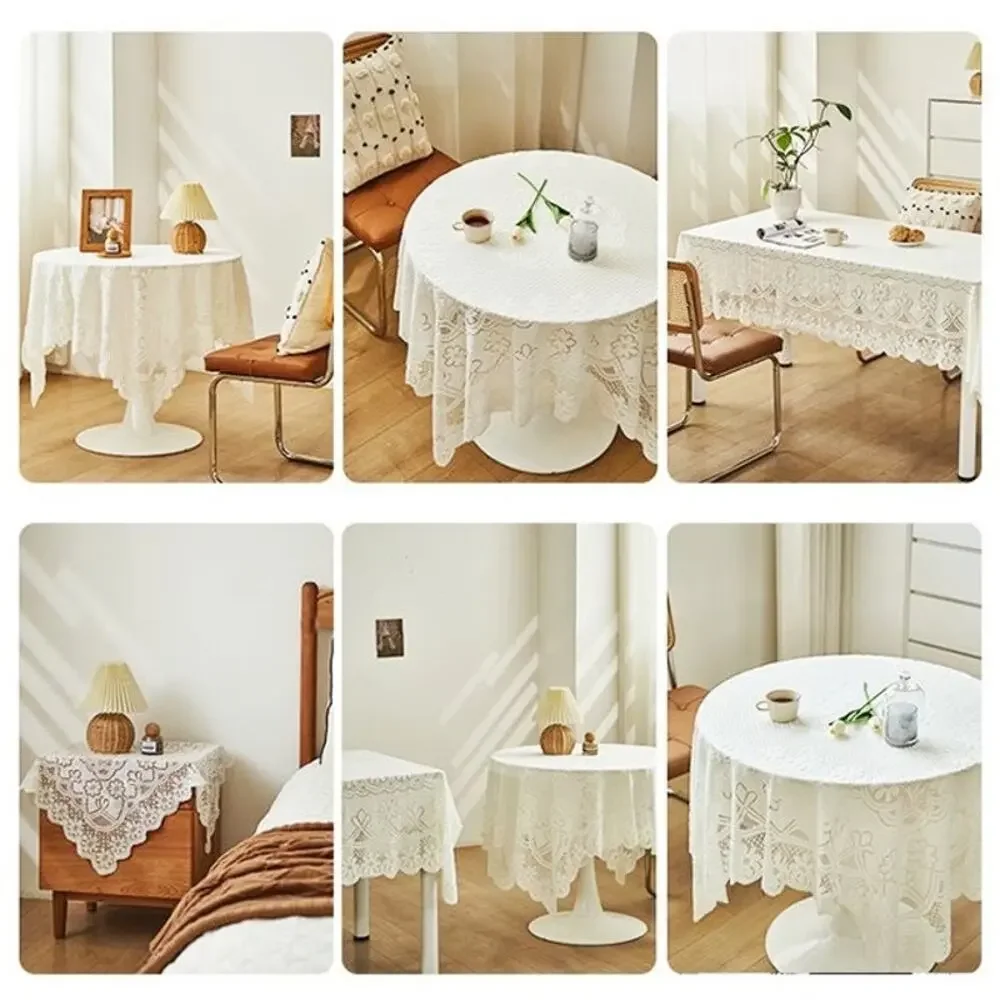 Vintage Lace Square Tablecloth, Elegant Retro Decorative Cover